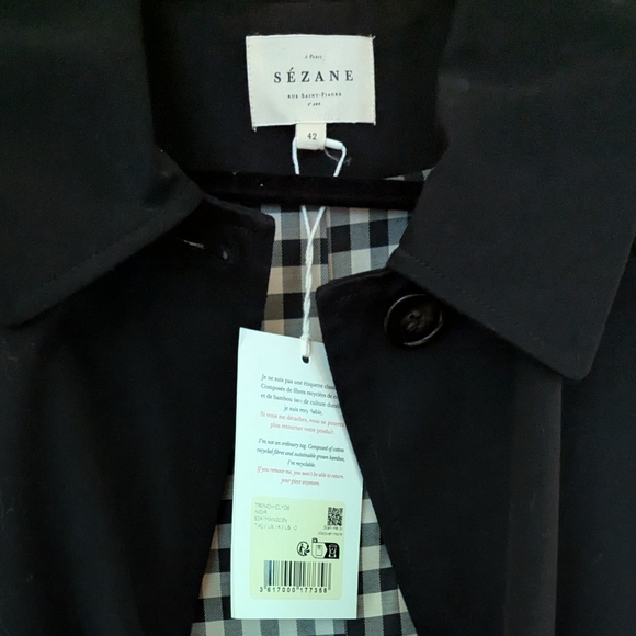 Sezane Clyde Coat Black - Size 10 - Picture 8 of 9